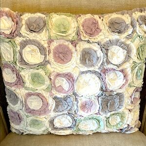 NWT Pastel Floral Textured Throw Pillow 17”!